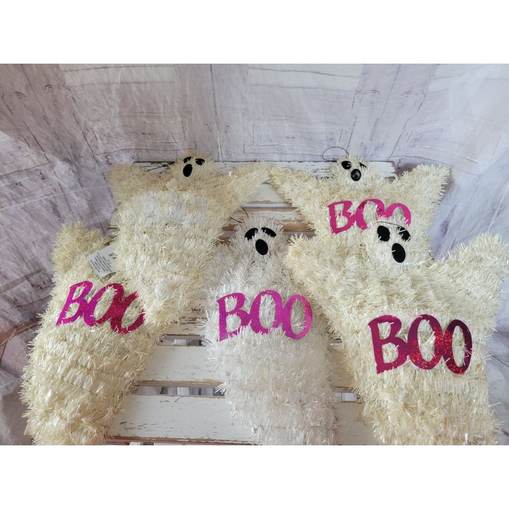 vintage Greenbrier tinsel ghost hanging Halloween